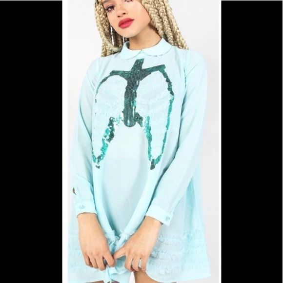 Iron Fist Dead Mermaid Walking Blue Dress Sz L and xxl - Picture 3 of 5